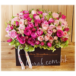 R29-S 玫瑰花盒花- 肯雅雜色小玫瑰盒花 